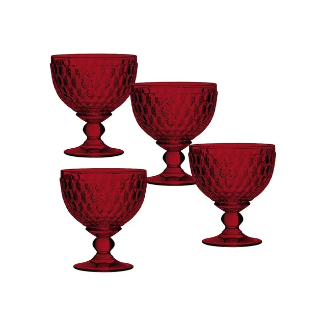 Villeroy & Boch Boston Red Coloured Footed Dessert Bowls 4-Piece Set 3 Villeroy & Boch Boston Red Coloured Footed Dessert Bowls 4-Piece Set